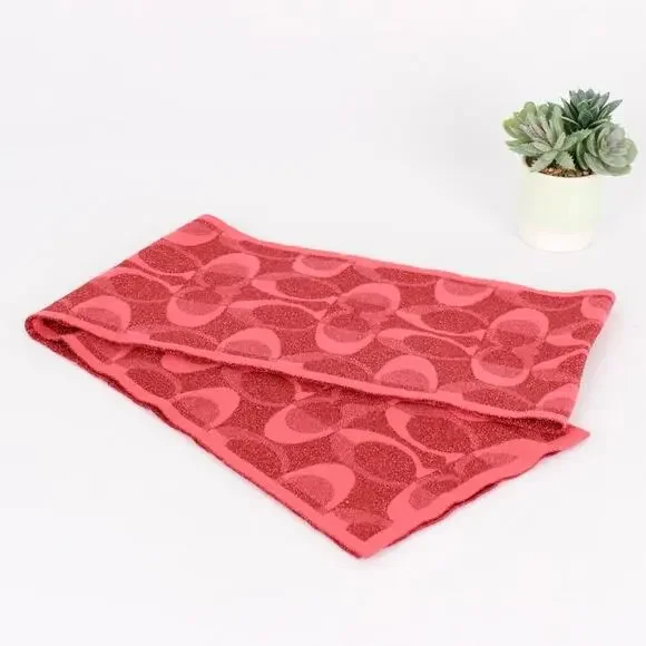 Coach signature Apricot Pink Acrylic Wool Blend Scarf - Picture 2 of 4